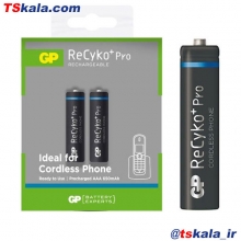 باتری نیم قلمی شارژی ریسایکو پرو جی پی AAA NiMH 650mAh بسته 2 عددی